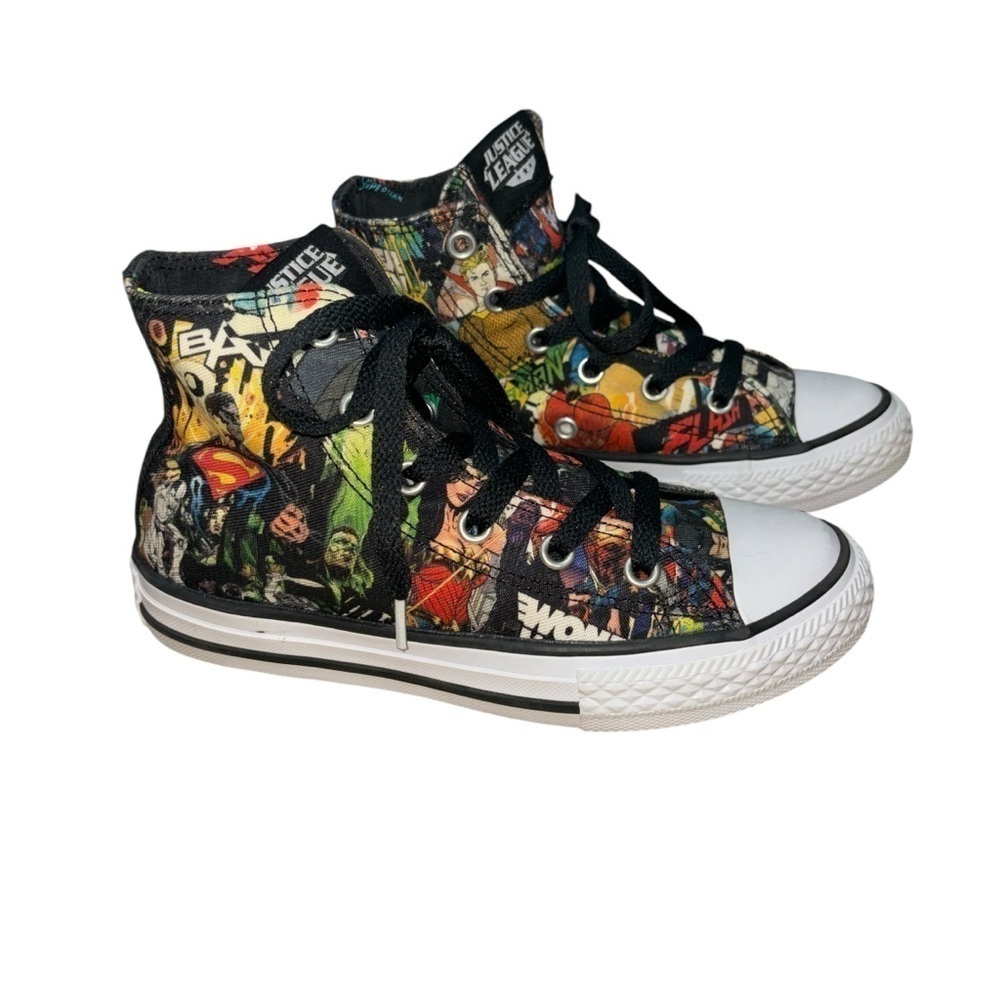 Converse All Star Youth Size 13 High Top Sneakers Justice League DC Comics Black